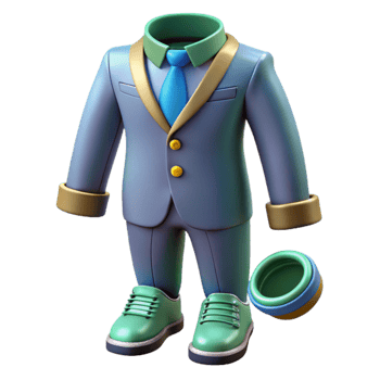 3D Render of Headless Suit and Shoes png