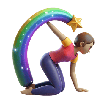 stunning classic Person Lifting a Rainbow 3D Render authentic png