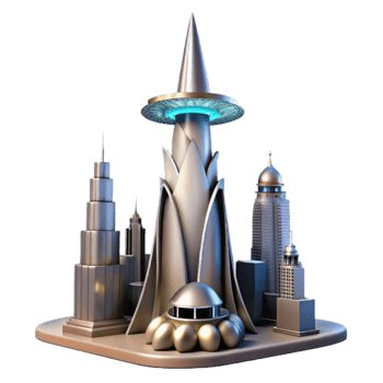 Futuristic Cityscape Modern Architecture, Towering Buildings, and Advanced Design png