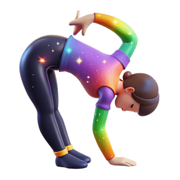 Rainbow Yoga Pose 3D Cartoon Illustration png