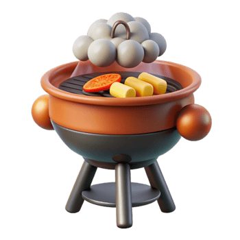 3D Render Cute Grill Cooking Food png