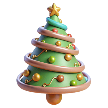 3D Render of Festive Christmas Tree with Ornaments png