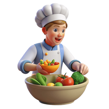 Chef Making a Fresh Vegetable Salad png