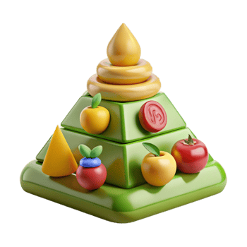 beautiful creative 3D Stacking Toy Pyramid Fruits, Shapes, and Colors authentic png