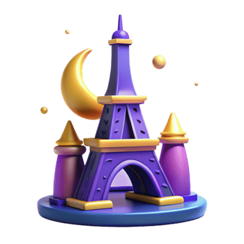 Nighttime Eiffel Tower 3D Render png