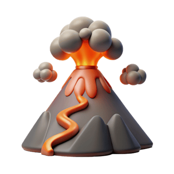 elegant artistic Cartoon Volcano Eruption 3D Model genuine png