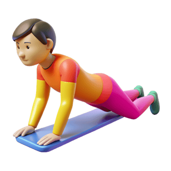 beautiful contemporary 3D Render of Person Doing Plank Exercise high resolution png