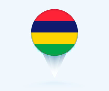 Map pointer with flag of Mauritius. vector