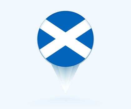 Map pointer with flag of Scotland. vector