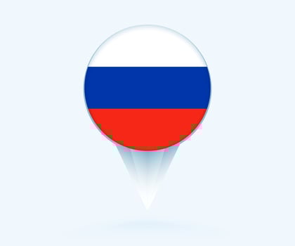 Map pointer with flag of Russia. vector