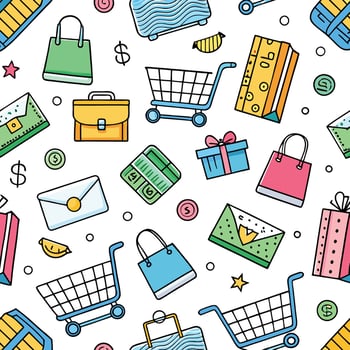 shopping seamless pattern with s vector