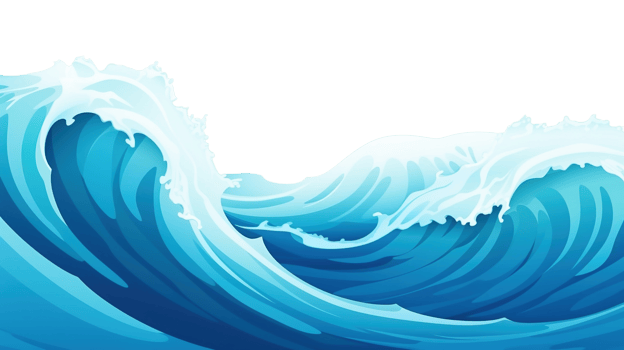 Playful Cartoon Sea Wave on Transparent, Ideal for Nautical and Beach Designs png