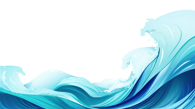 Stylized Cartoon Ocean Wave on Transparent Background, Perfect for Marine png
