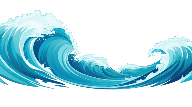 Cartoon Ocean Water Wave on Transparent png