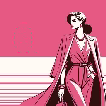 Elegant Fashion Woman Illustration Stylish Modern Art vector