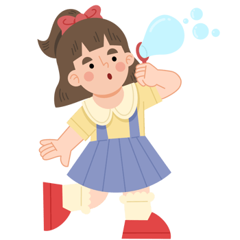 Illustration of cheerful girl blowing bubbles png