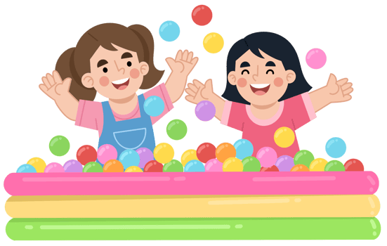 Illustration of Cheerful Kids Playing in Ball Pit png