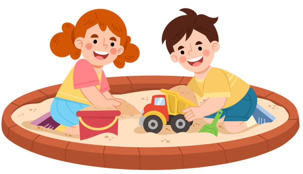 Illustration of Playful children playing in sandbox png