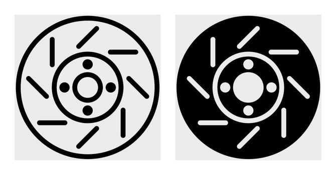 Two black and white brake discs on a white background vector