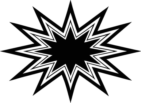 Abstract star burst, geometric pattern, black and white, sharp angles, symmetrical design, explosive shape, minimalist artwork, graphic illustration, optical illusion vector