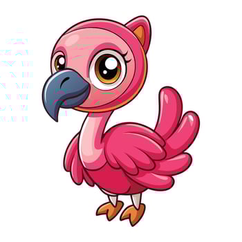cartoon pink flamingo bird white background illustration vector