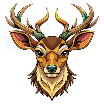 a deer head with horns and antlers white background vector