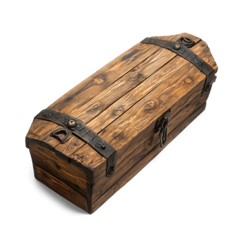 Wooden Coffin isolate on transparent background png