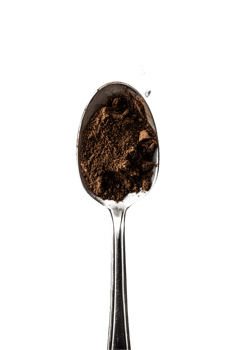 Spoonful of Dark Brown Ground Coffee on Transparent Background png