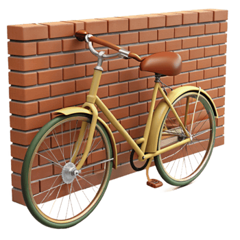 extraordinary modern Vintage Bicycle 3D Render Against Brick Wall professional png