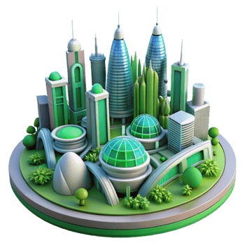 extraordinary contemporary Eco City 3D Illustration Green Urban Landscape high resolution png