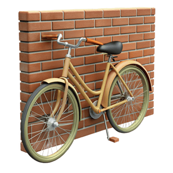 extraordinary traditional Vintage Bicycle Leaned Against Brick Wall 3D Render original png