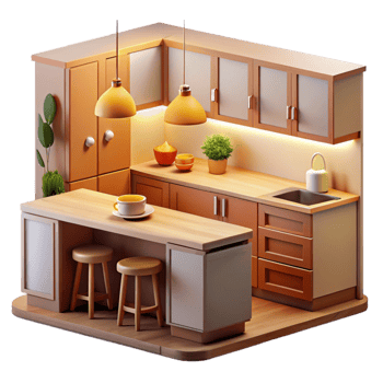 magnificent rustic Cozy Kitchen 3D Model premium png