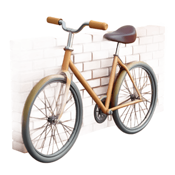 beautiful vintage 3D Render of a Bicycle Leaning on a Brick Wall exclusive png