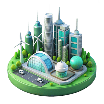vibrant creative Eco Friendly Cityscape 3D Illustration authentic png