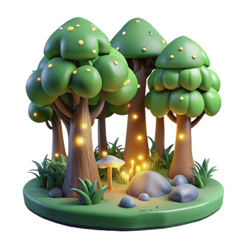 impressive abstract Enchanted 3D Forest Illustration 4K png
