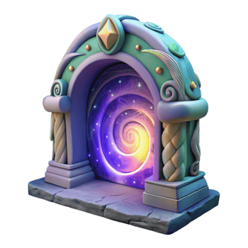 serene traditional 3D Render Spiral Galaxy Portal Illustration premium png