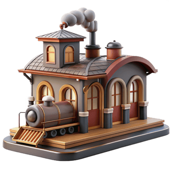 impressive creative Charming 3D Train Station Illustration genuine png