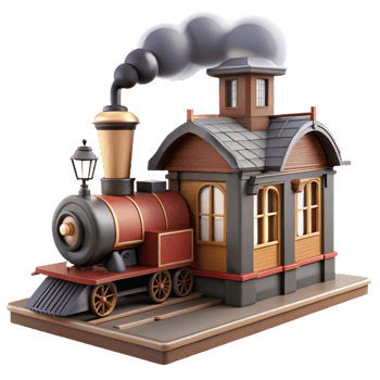 vibrant abstract Vintage Train Station 3D Render premium png