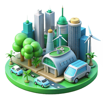 wonderful artistic Eco Friendly Cityscape 3D Illustration detailed png