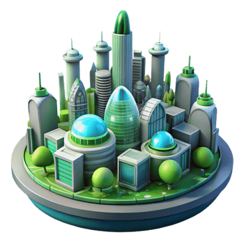 stunning modern Eco City 3D Illustration high resolution png