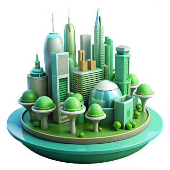 beautiful artistic Eco City 3D Illustration Sustainable Urban Landscape premium png