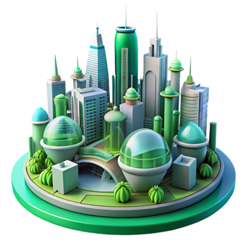 wonderful creative Eco Friendly Futuristic City 3D Illustration high resolution png
