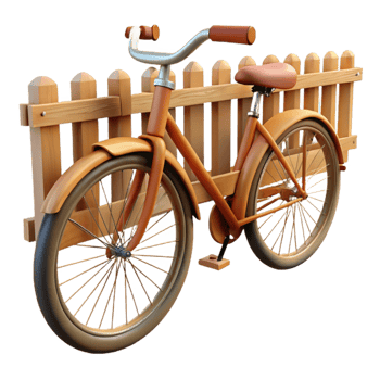 magnificent vintage Vintage Bicycle 3D Render near Wooden Fence high resolution png