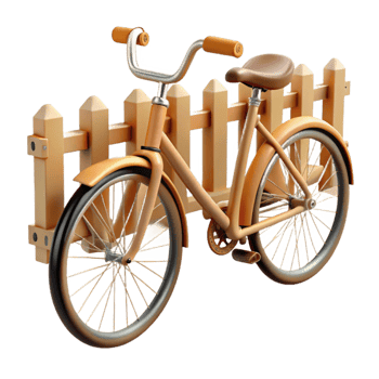 stunning creative Tan Bicycle by Wooden Fence 3D Illustration professional png