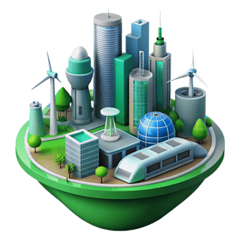 wonderful rustic Eco Friendly City 3D Illustration original png