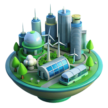 beautiful vintage Eco Friendly City 3D Illustration genuine png
