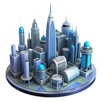 elegant rustic Futuristic Cityscape 3D Model authentic png
