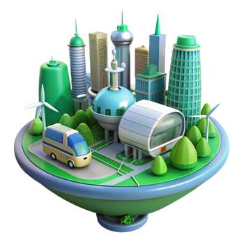 magnificent abstract Eco Friendly City 3D Illustration high resolution png