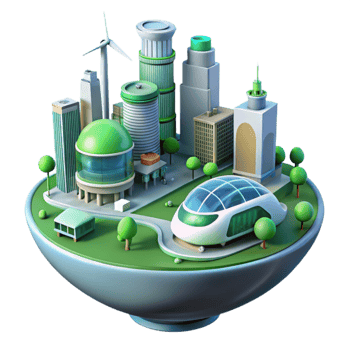 impressive modern Eco City 3D Illustration Sustainable Urban Landscape premium png