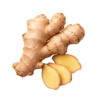 Whole ginger root with fresh slices, close-up, isolated. natural food and healthy eating png
